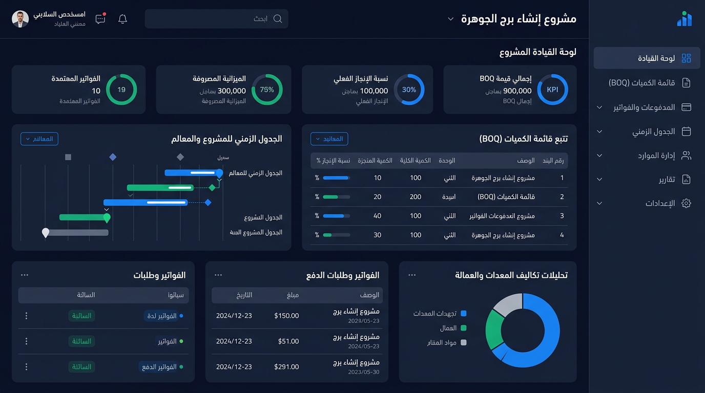 إدارة ومتابعة مشاريع المقاولات وBOQ