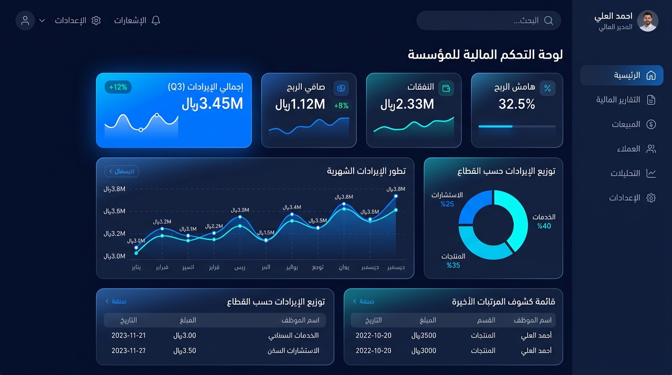 لوحة التحكم المالية السحابية لنوفيكس